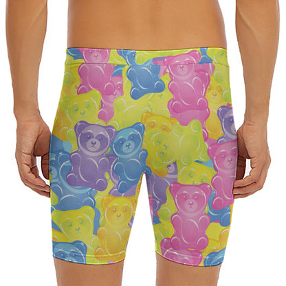 Colorful Gummy Bear Print Men's Long Boxer Briefs