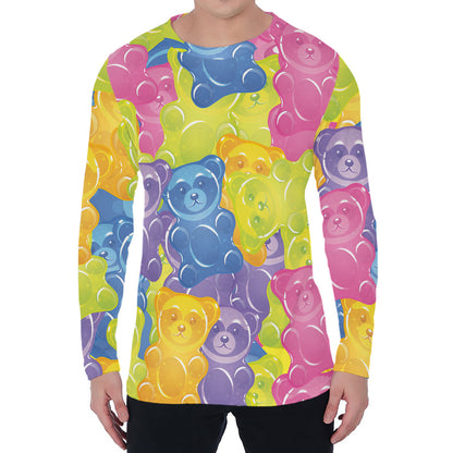 Colorful Gummy Bear Print Men's Long Sleeve T-Shirt