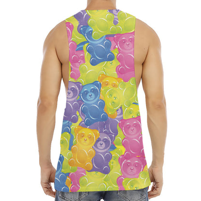 Colorful Gummy Bear Print Men's Muscle Tank Top
