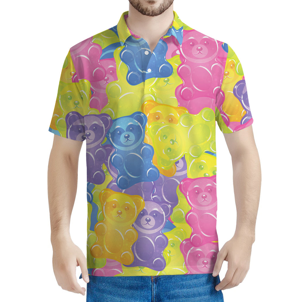 Colorful Gummy Bear Print Men's Polo Shirt