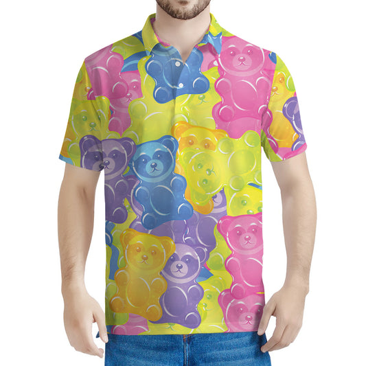 Colorful Gummy Bear Print Men's Polo Shirt