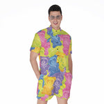 Colorful Gummy Bear Print Men's Rompers