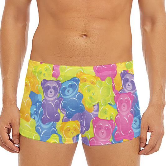 Colorful Gummy Bear Print Men's Short Boxer Briefs