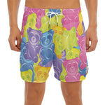 Colorful Gummy Bear Print Men's Split Running Shorts