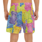 Colorful Gummy Bear Print Men's Split Running Shorts