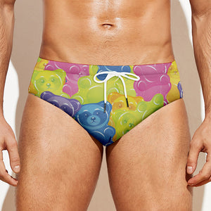 Colorful Gummy Bear Print Men's Swim Briefs