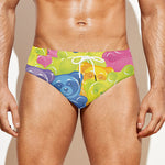 Colorful Gummy Bear Print Men's Swim Briefs