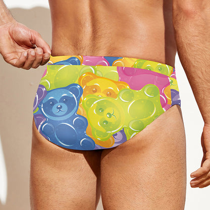 Colorful Gummy Bear Print Men's Swim Briefs