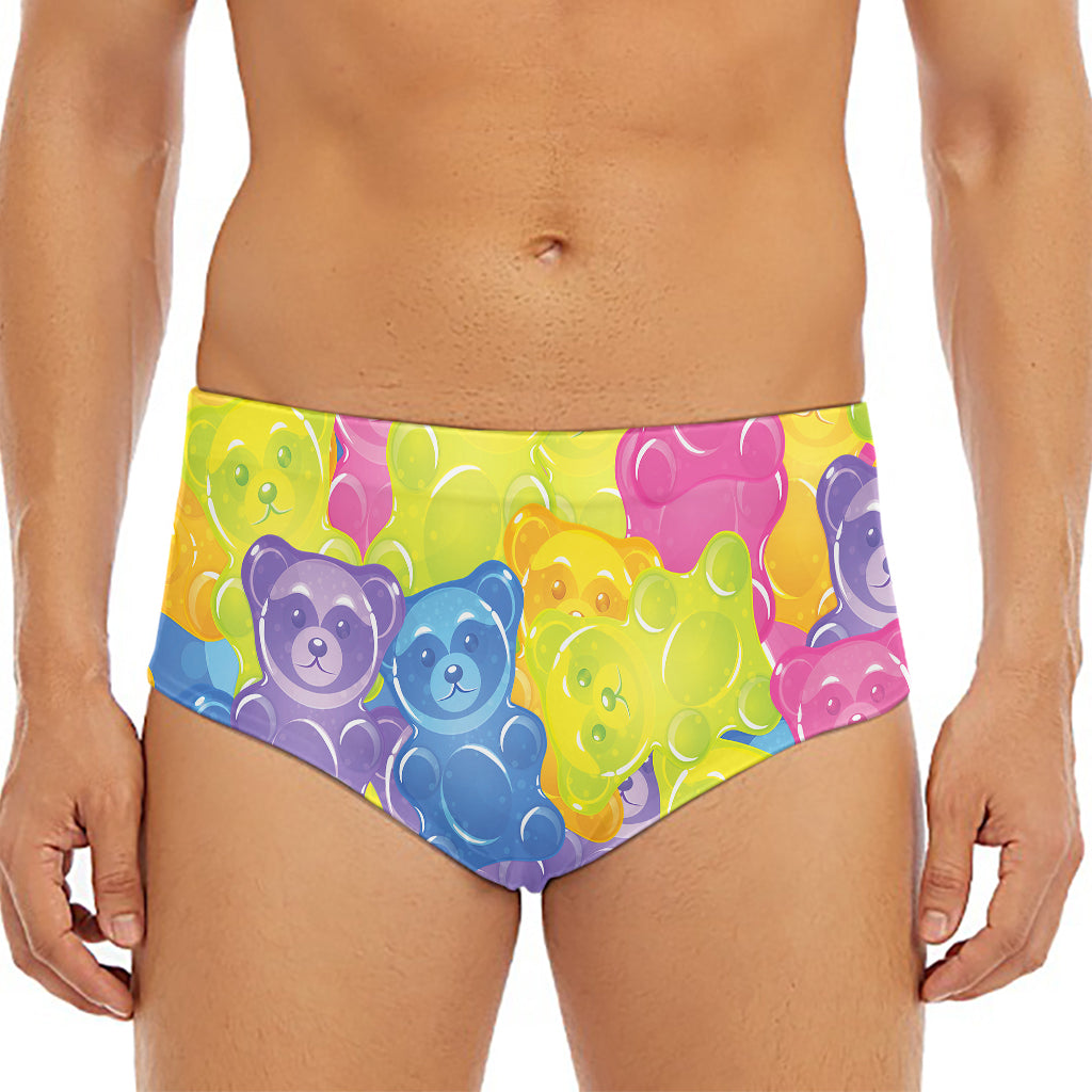 Colorful Gummy Bear Print Men's Triangle Swim Briefs