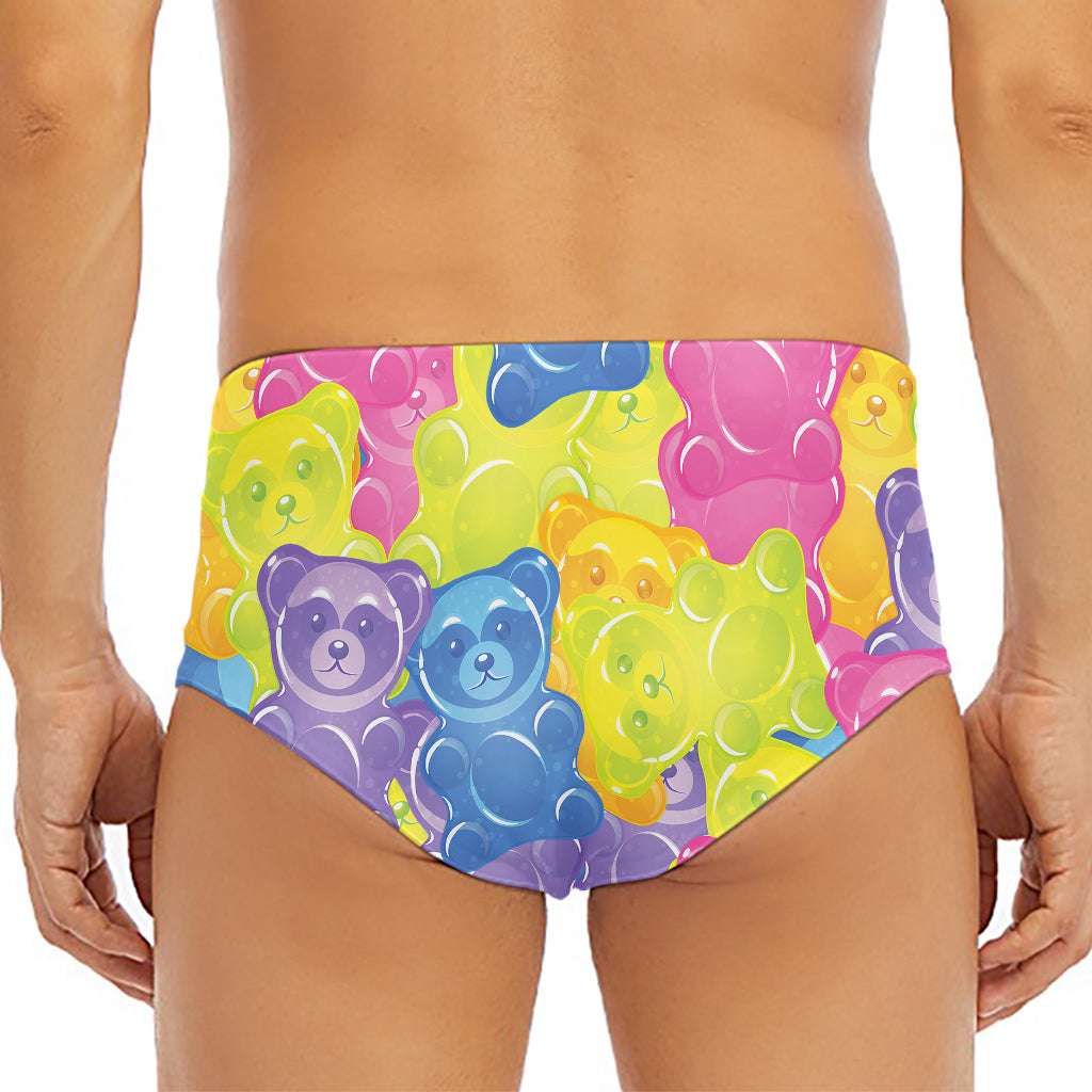 Colorful Gummy Bear Print Men's Triangle Swim Briefs