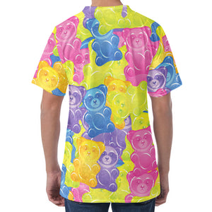 Colorful Gummy Bear Print Men's Velvet T-Shirt