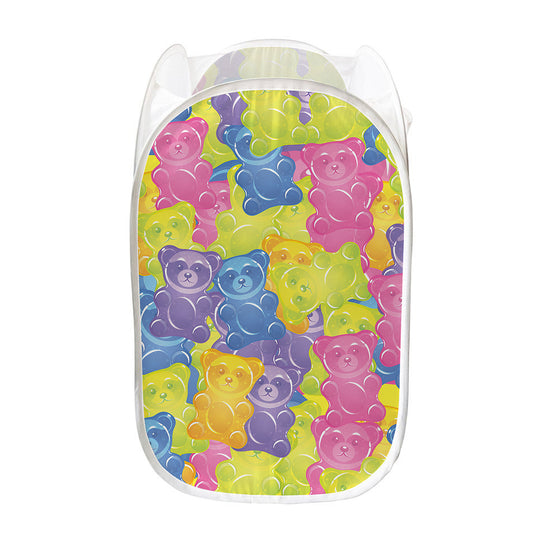 Colorful Gummy Bear Print Mesh Laundry Hamper