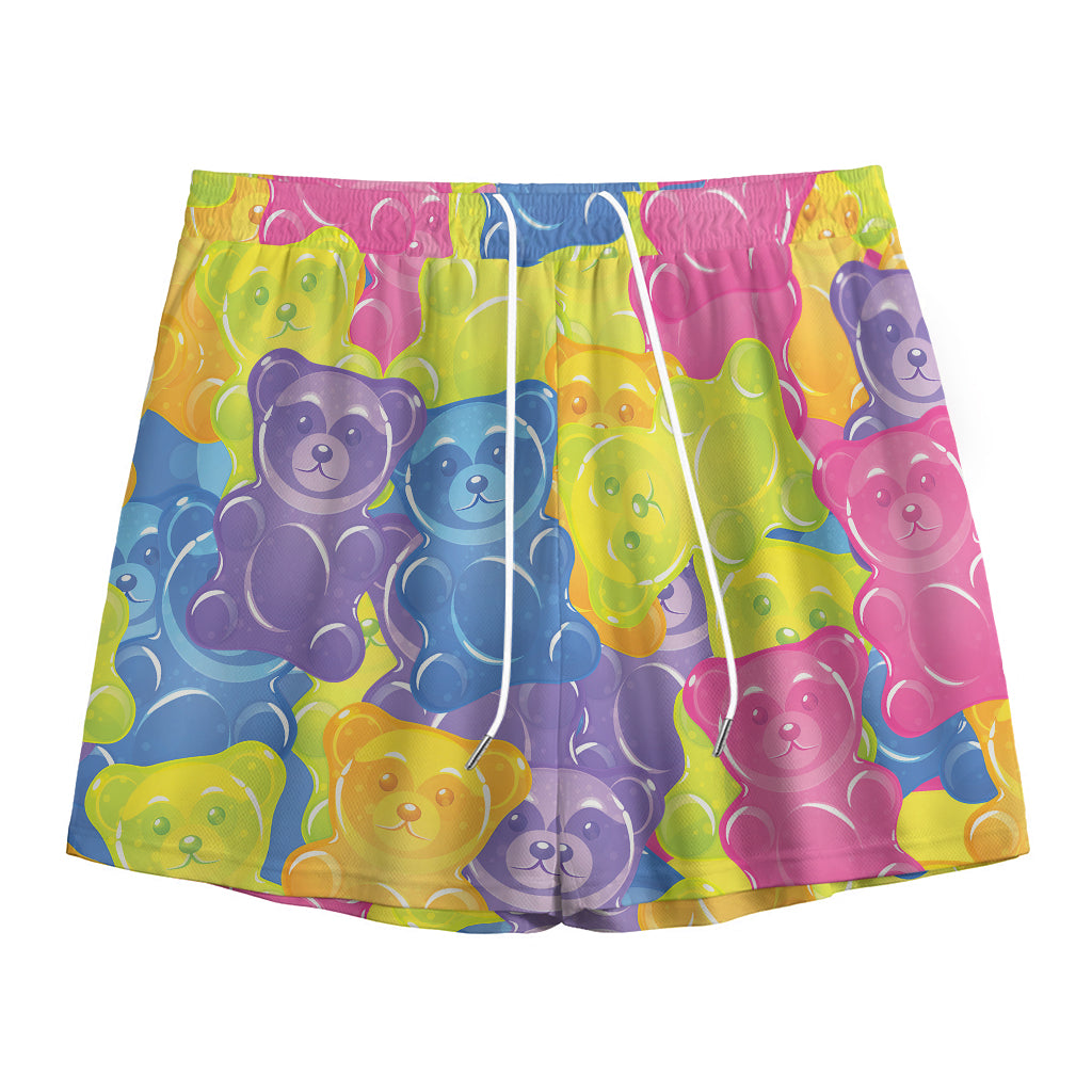 Colorful Gummy Bear Print Mesh Shorts