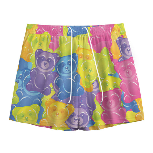Colorful Gummy Bear Print Mesh Shorts
