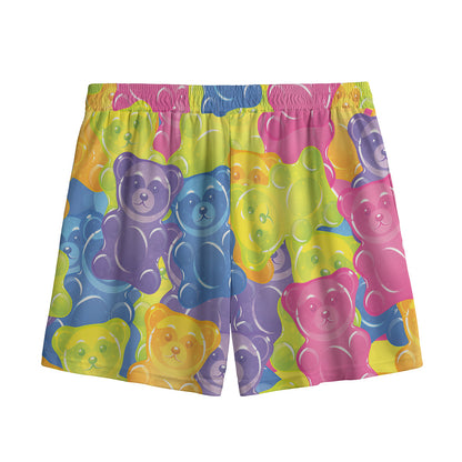 Colorful Gummy Bear Print Mesh Shorts