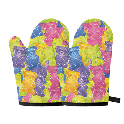 Colorful Gummy Bear Print Oven Mitts