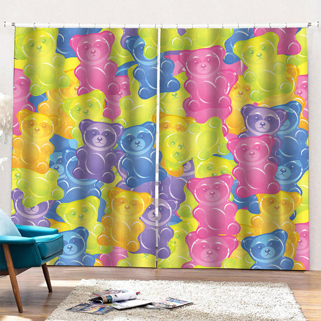 Colorful Gummy Bear Print Pencil Pleat Curtains