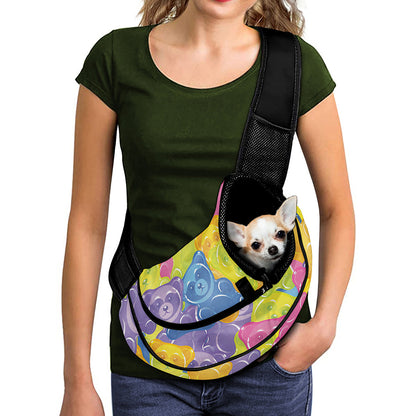 Colorful Gummy Bear Print Pet Sling Carrier