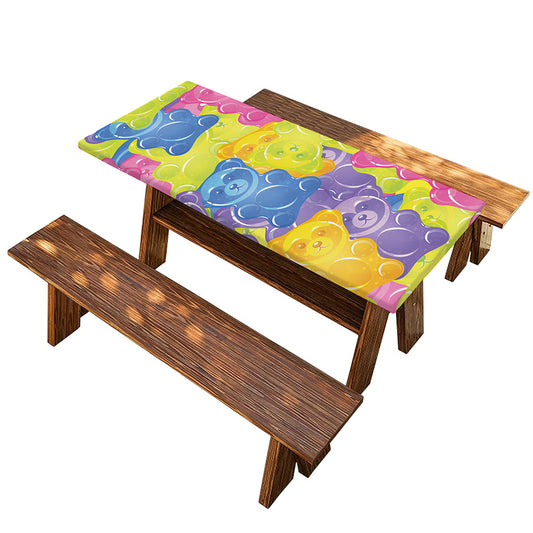 Colorful Gummy Bear Print Picnic Table Cover