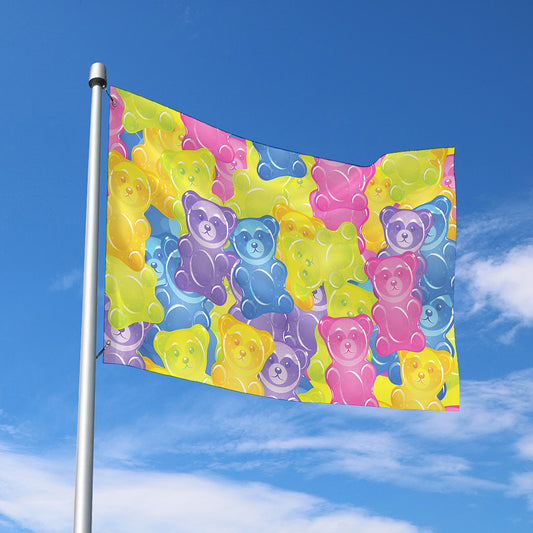 Colorful Gummy Bear Print Polyester Flag