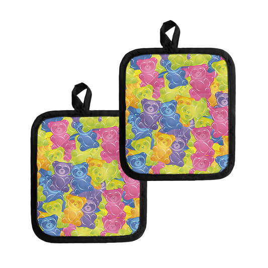 Colorful Gummy Bear Print Pot Holders