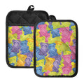 Colorful Gummy Bear Print Pot Holders With Pocket