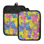 Colorful Gummy Bear Print Pot Holders With Pocket