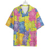 Colorful Gummy Bear Print Rayon Hawaiian Shirt