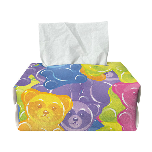 Colorful Gummy Bear Print Rectangle Tissue Box Cover