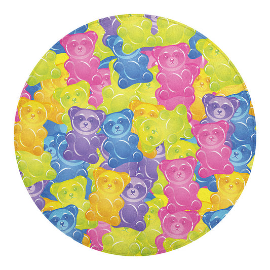 Colorful Gummy Bear Print Round Blanket