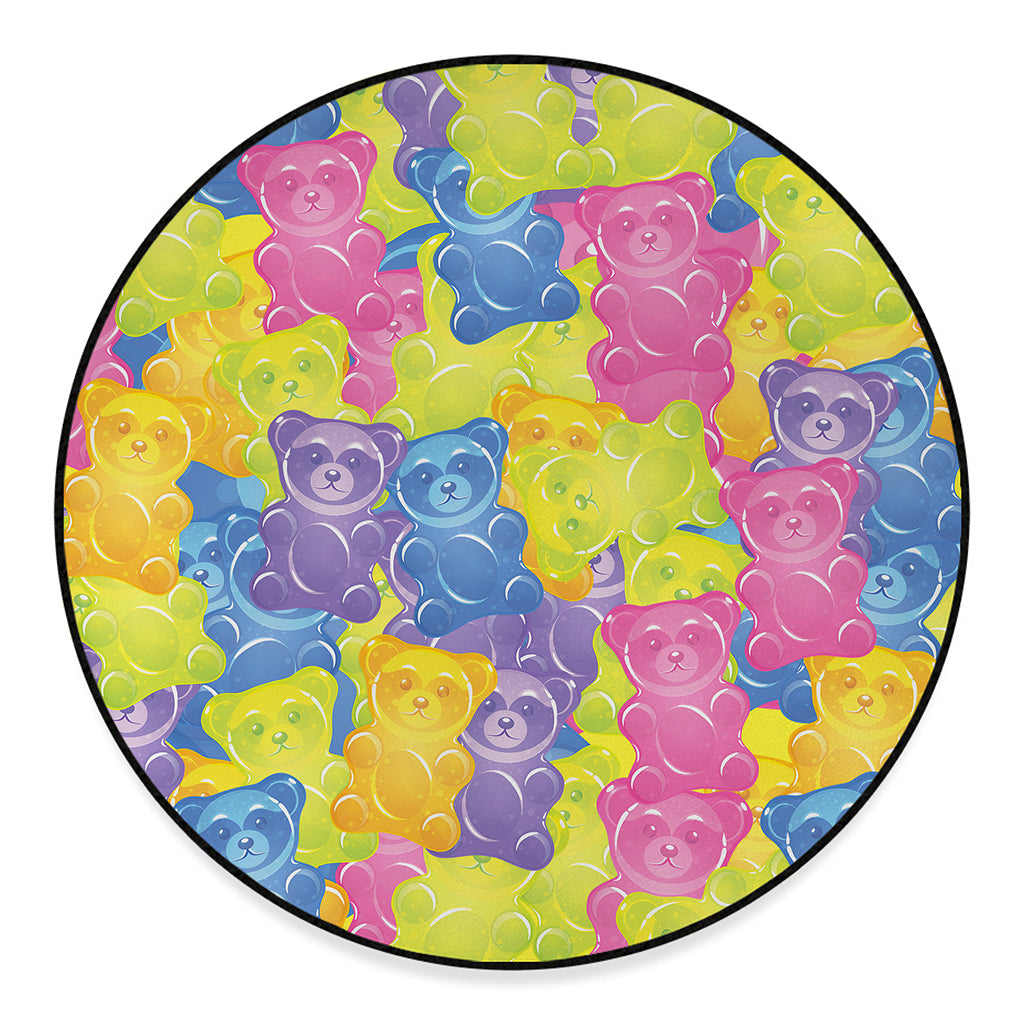 Colorful Gummy Bear Print Round Floor Mat