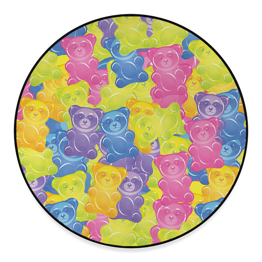 Colorful Gummy Bear Print Round Floor Mat
