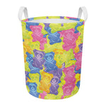 Colorful Gummy Bear Print Round Laundry Basket