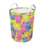 Colorful Gummy Bear Print Round Laundry Basket