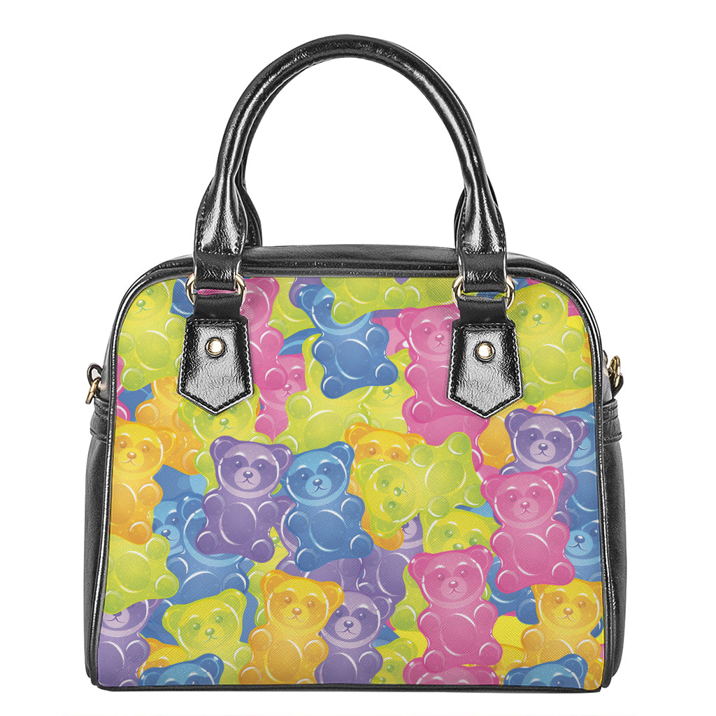 Colorful Gummy Bear Print Shoulder Handbag