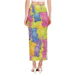 Colorful Gummy Bear Print Side Slit Maxi Skirt