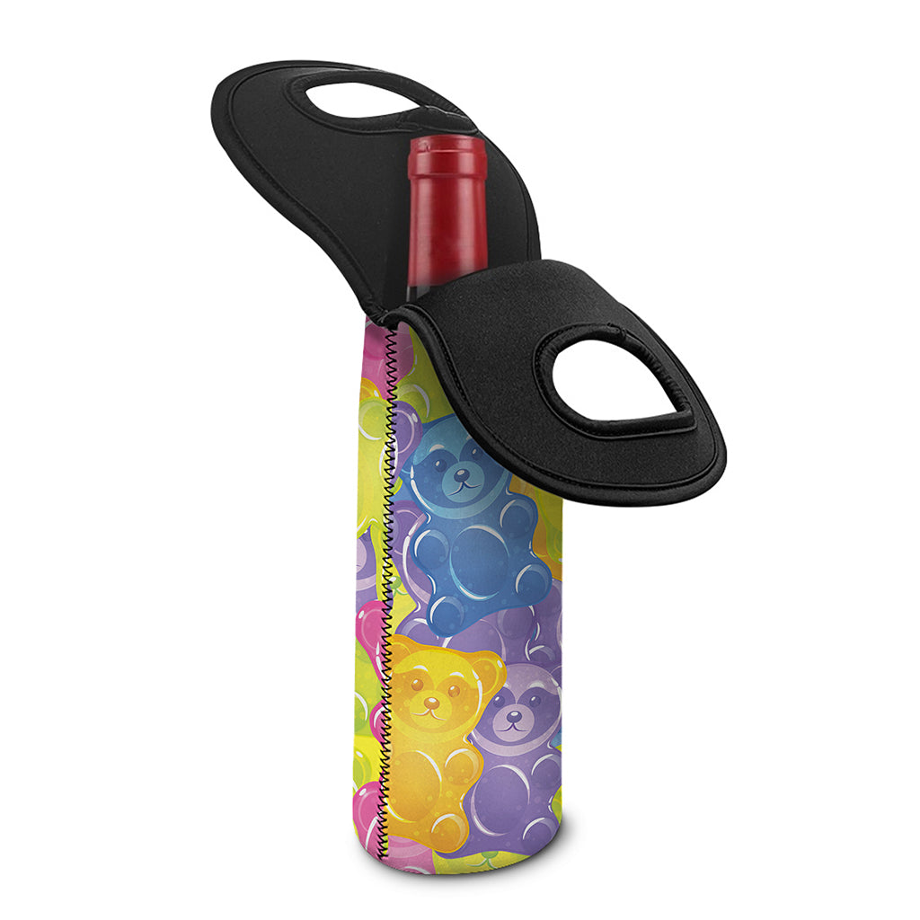 Colorful Gummy Bear Print Single Neoprene Wine Tote
