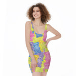 Colorful Gummy Bear Print Sleeveless Bodycon Dress