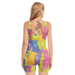 Colorful Gummy Bear Print Sleeveless One Piece Swimsuit