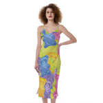 Colorful Gummy Bear Print Slim Fit Midi Cami Dress