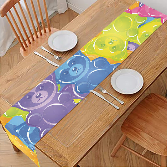 Colorful Gummy Bear Print Table Runner