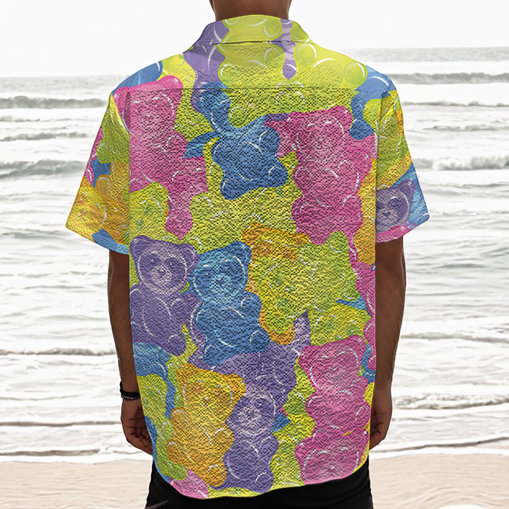 Colorful Gummy Bear Print Textured Short Sleeve Shirt