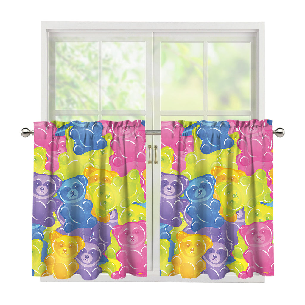 Colorful Gummy Bear Print Tier Curtains