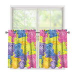Colorful Gummy Bear Print Tier Curtains