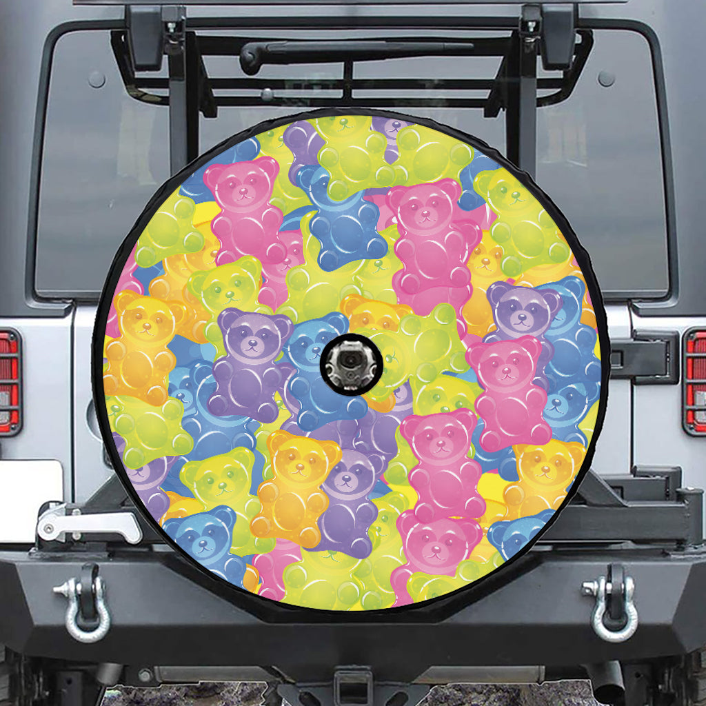 Colorful Gummy Bear Print Tire Cover With Camera Hole