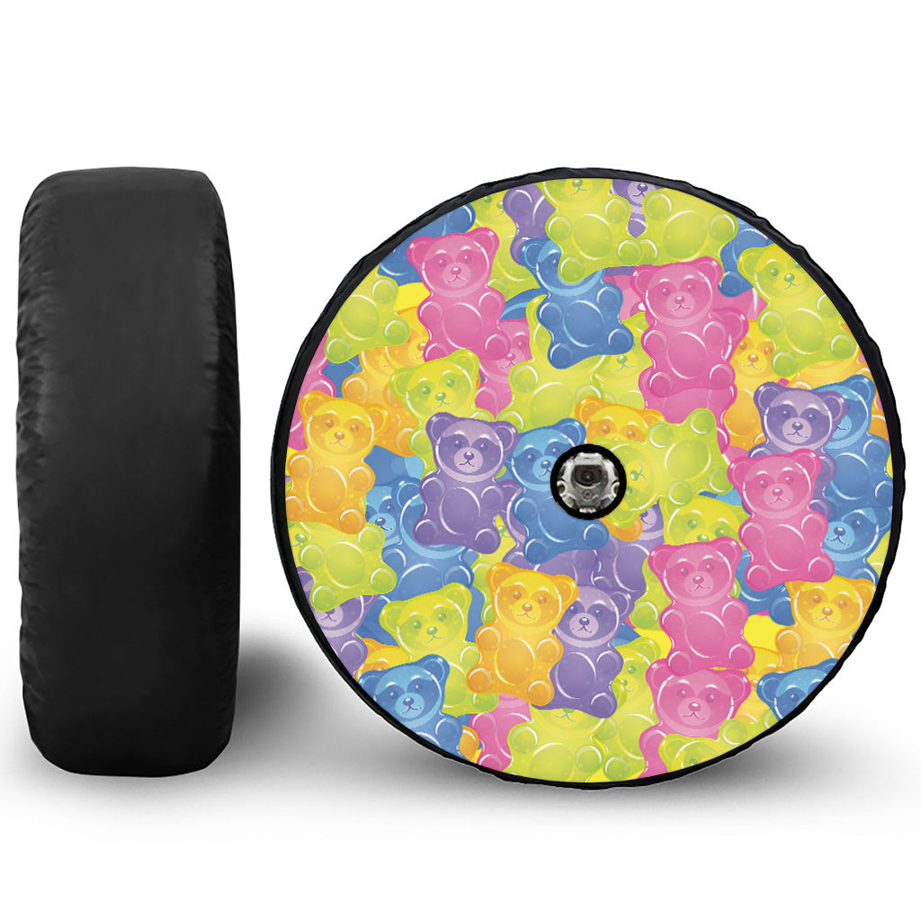 Colorful Gummy Bear Print Tire Cover With Camera Hole