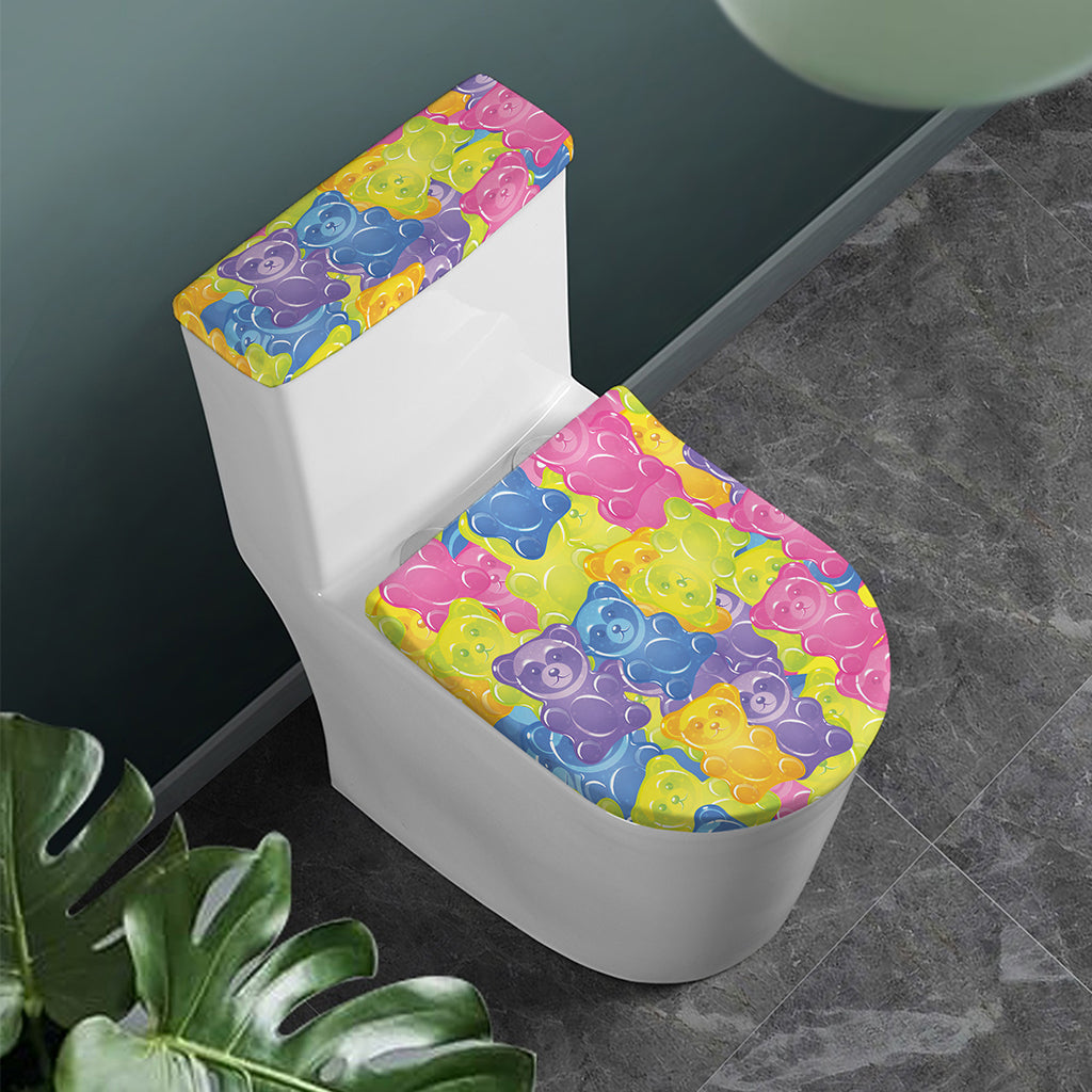 Colorful Gummy Bear Print Toilet Lid And Tank Cover Set