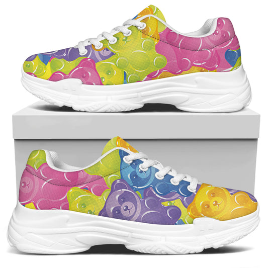 Colorful Gummy Bear Print White Chunky Shoes