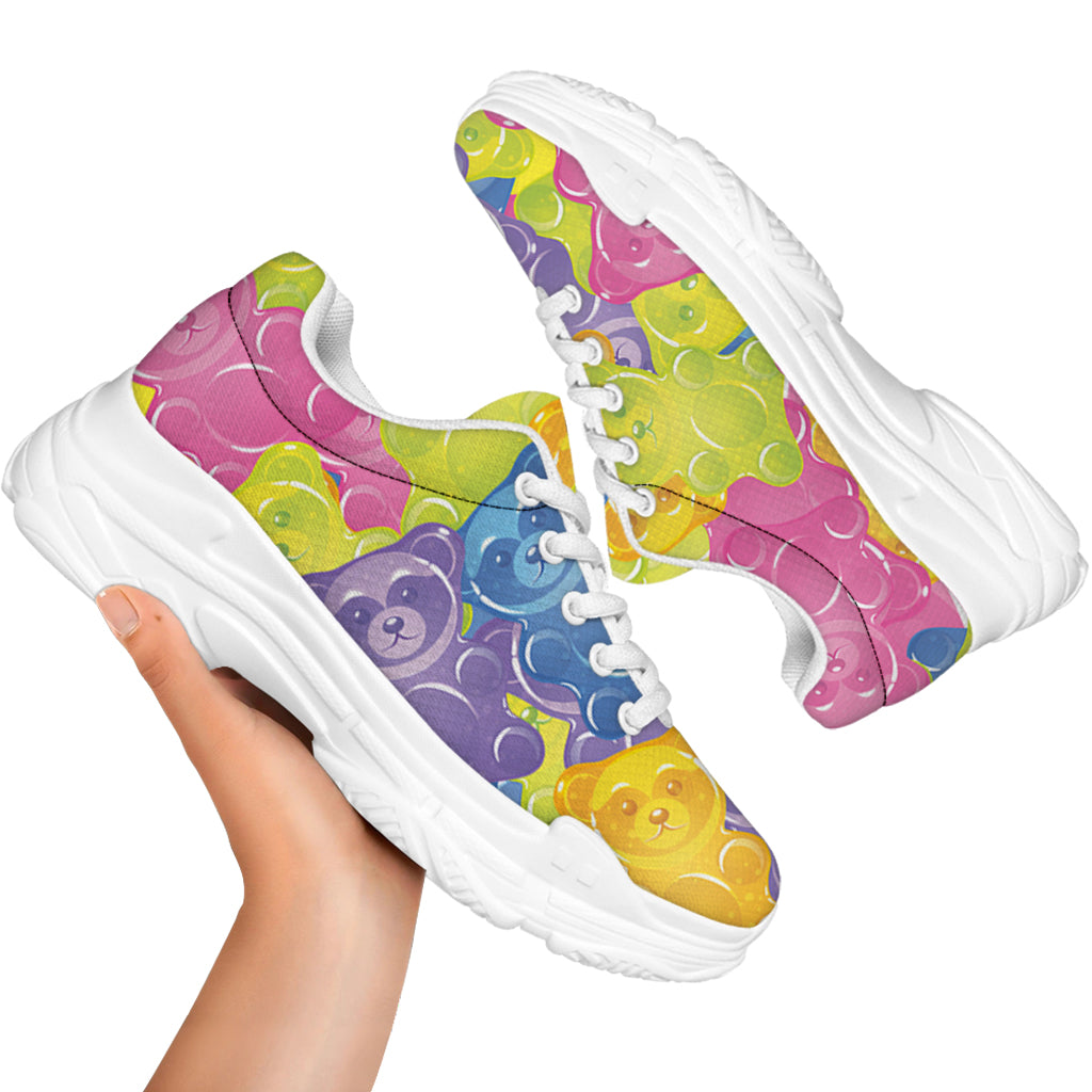 Colorful Gummy Bear Print White Chunky Shoes