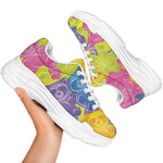 Colorful Gummy Bear Print White Chunky Shoes